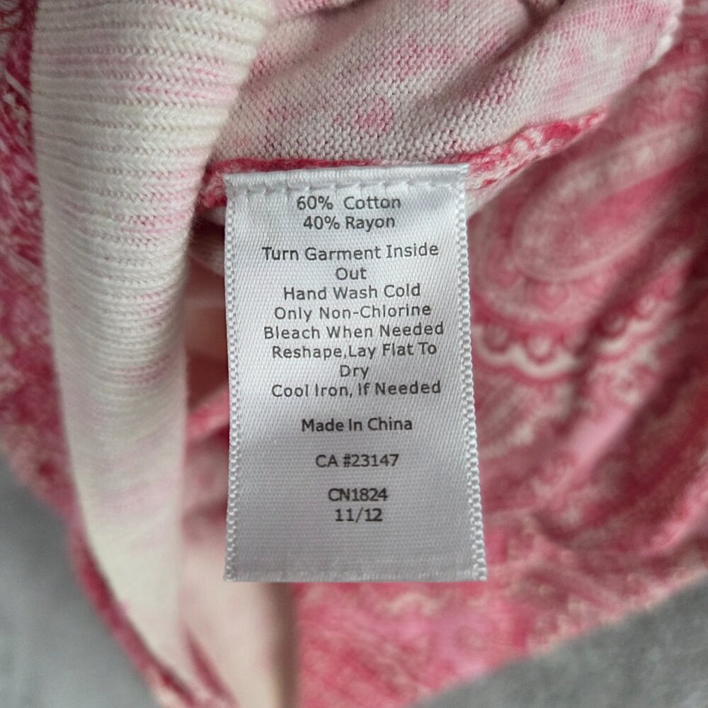 Talbots Pink Paisley Floral Button-Front Cardigan, Size Large - Picture 3 of 7